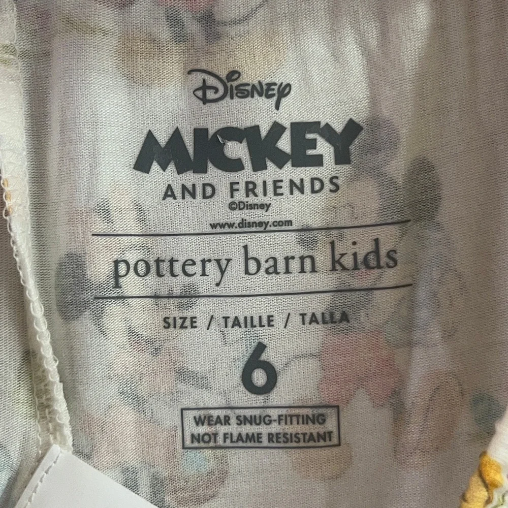 Pottery Barn Kids Unisex 6 White Disney Mickey Easter Bamboo Pajama Set New